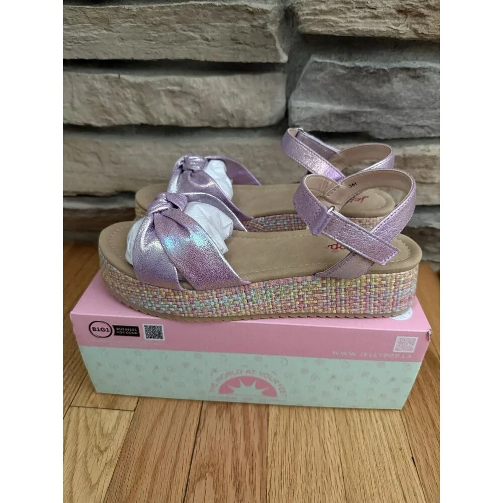 Girls Jellypop Purple‎ Holographic Ella Platform Sandals Sz 5